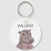 Aangepaste naam Cute Hippo Sleutelhanger (Voorkant)