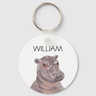 Aangepaste naam Cute Hippo Sleutelhanger