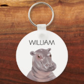 Aangepaste naam Cute Hippo Sleutelhanger (Voorkant)