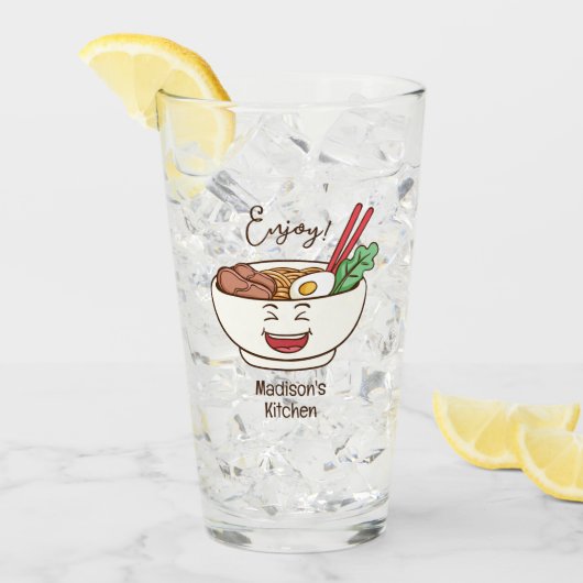 Aangepaste naam Cute Kawaii Noedels Glas (Voorkant ijs)
