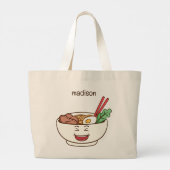 Aangepaste naam Cute Kawaii Noedels Grote Tote Bag (Achterkant)