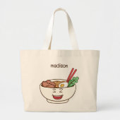 Aangepaste naam Cute Kawaii Noedels Grote Tote Bag (Voorkant)