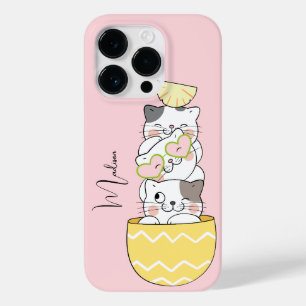 Aangepaste naam Cute Kittens Case-Mate iPhone 14 Pro Hoesje