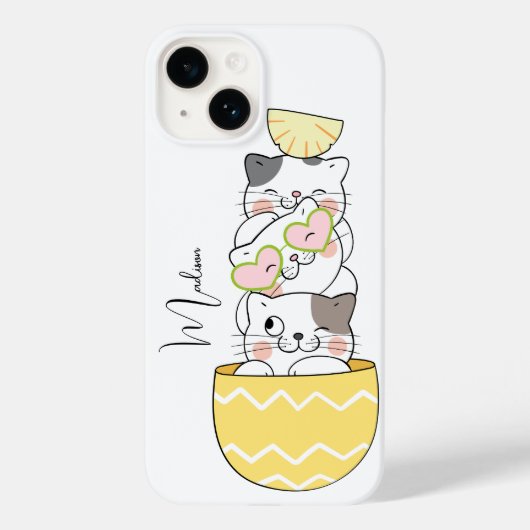 Aangepaste naam Cute Kittens Case-Mate iPhone Case (Achterkant)