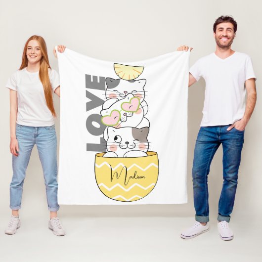 Aangepaste naam Cute Kittens Fleece Deken (In situ)