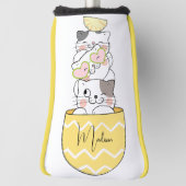 Aangepaste naam Cute Kittens Golfheadcover (Draai 90)