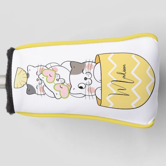 Aangepaste naam Cute Kittens Golfheadcover (Voorkant)