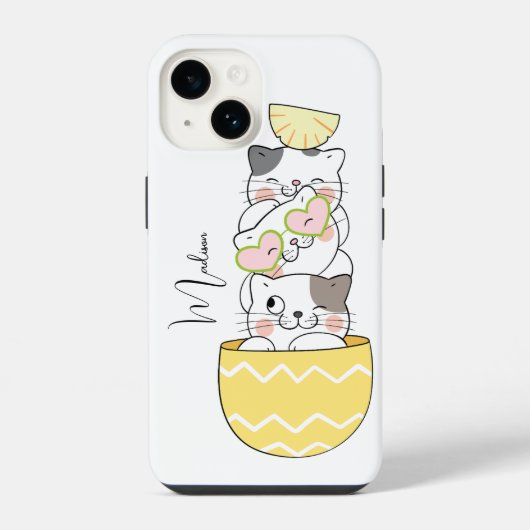 Aangepaste naam Cute Kittens iPhone Hoesje (Achterkant)
