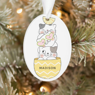 Aangepaste naam Cute Kittens Ornament