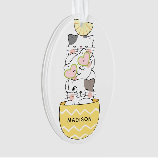Aangepaste naam Cute Kittens Ornament (voorkant)