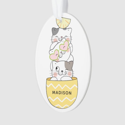 Aangepaste naam Cute Kittens Ornament (voorkant)