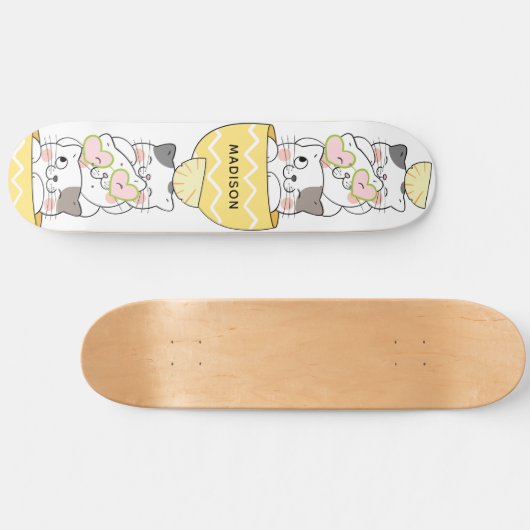 Aangepaste naam Cute Kittens Persoonlijk Skateboard (Horizontaal)