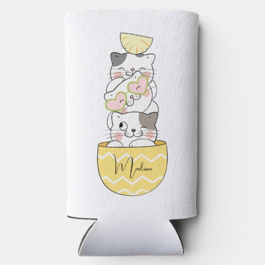 Aangepaste naam Cute Kittens Seltzer Blikjeskoeler (Achterkant)