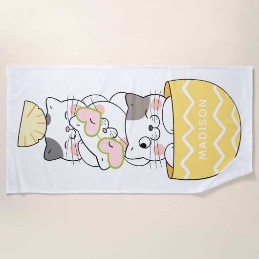 Aangepaste naam Cute Kittens Strandlaken (Voorkant)