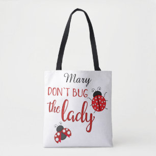 Aangepaste naam Cute Ladybug Canvas tas