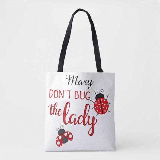 Aangepaste naam Cute Ladybug Canvas tas (Voorkant)