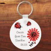Aangepaste naam Cute Modern Red Ladybug Sleutelhanger (Voorkant)