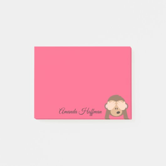 Aangepaste naam | Cute Monkey Emoji Post-it® Notes (Voorkant)