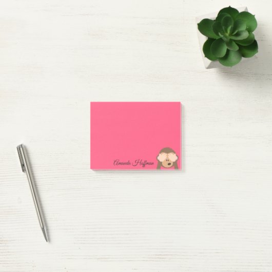 Aangepaste naam | Cute Monkey Emoji Post-it® Notes (Kantoor)