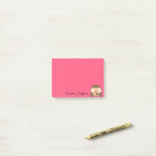 Aangepaste naam | Cute Monkey Emoji Post-it® Notes (Op bureau)