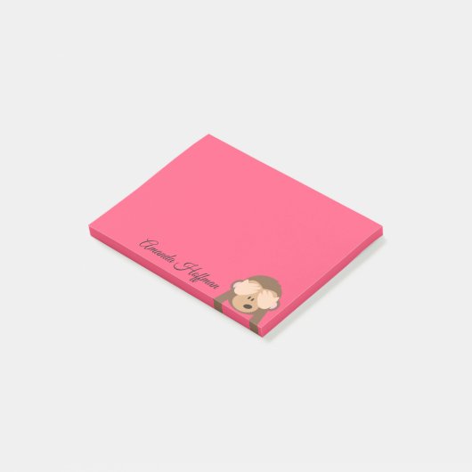 Aangepaste naam | Cute Monkey Emoji Post-it® Notes (Schuin)