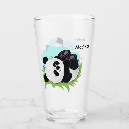 Aangepaste naam Cute Pandas pint glass 1/2 Glas (Achterkant)