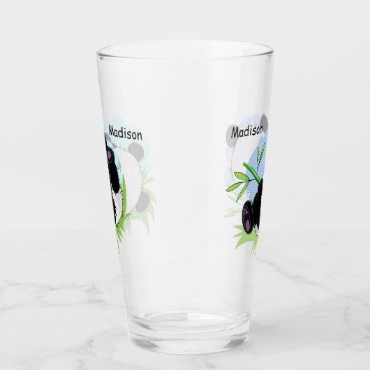 Aangepaste naam Cute Pandas pint glass 1/2 Glas (Rechts)