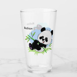 Aangepaste naam Cute Pandas pint glass 1/2 Glas
