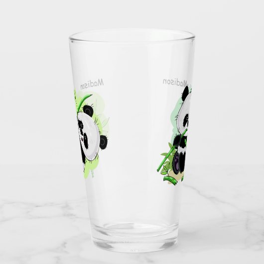 Aangepaste naam Cute Pandas pint glass 2/2 Glas (Links)