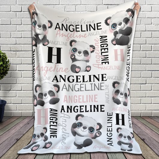Aangepaste naam Cute Pandas Sherpa Blanket Deken