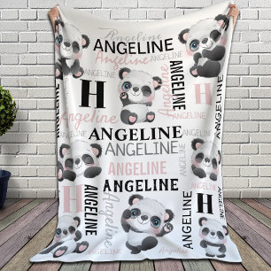 Aangepaste naam Cute Pandas Sherpa Blanket Sherpa Deken