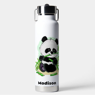 Aangepaste naam Cute Pandas Waterfles