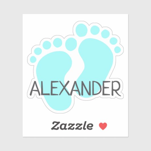 Aangepaste naam Cute Pastel Blauwe Baby Voeten Ten Sticker (Vel)