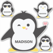 Aangepaste naam Cute Penguin Stickers (Voorkant)