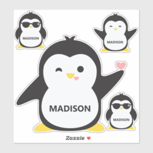 Aangepaste naam Cute Penguin Stickers