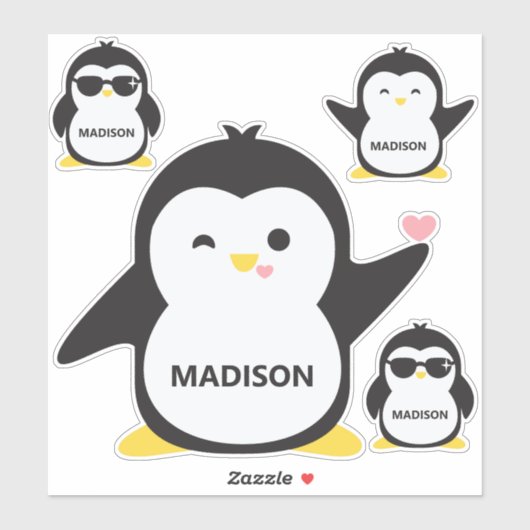 Aangepaste naam Cute Penguin Stickers (Vel)