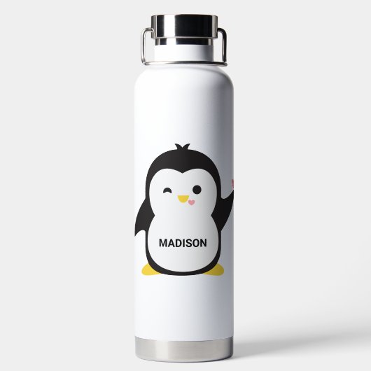 Aangepaste naam Cute Penguin Waterfles (Achterkant)
