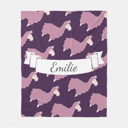 Aangepaste naam Cute Pink Llamas Fleece Deken (Voorkant)