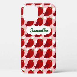 Aangepaste naam Cute Red Bird iPhone 12Hoesje Case-Mate iPhone Case