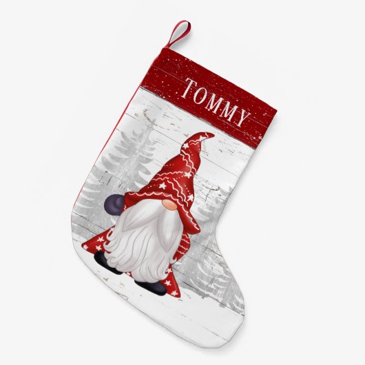 Aangepaste naam Cute Red White Gnome Kleine Kerstsok (Voorkant (Hangend))