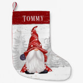 Aangepaste naam Cute Red White Gnome Kleine Kerstsok (Voorkant)