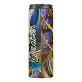 Aangepaste naam Cute Retro Cat Wearing Glasses Thermosbeker (Achterkant)