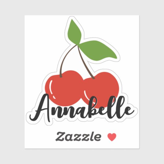 Aangepaste naam Cute Rode Kersen Kers Grafisch Zoe Sticker (Vel)