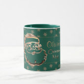 Aangepaste naam: Cute Santa Green Gold Kerstmis Mok (Midden)