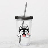 Aangepaste naam Cute Siberian Husky Acryl Drinkbeker (Achterkant)