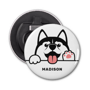 Aangepaste naam Cute Siberian Husky Button Flesopener