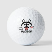 Aangepaste naam Cute Siberian Husky Golfballen (Voorkant)