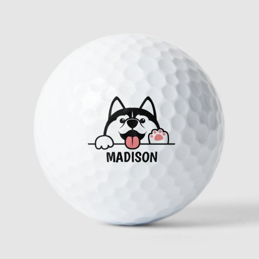 Aangepaste naam Cute Siberian Husky Golfballen (Voorkant)