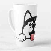 Aangepaste naam Cute Siberian Husky Latte Mok (Linkerhoek)