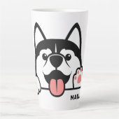 Aangepaste naam Cute Siberian Husky Latte Mok (Voorkant)